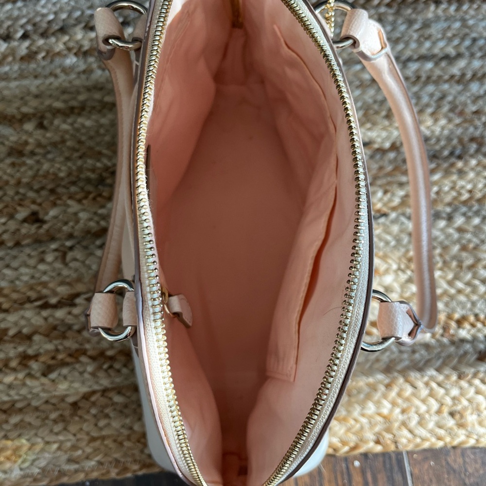 Coach Cora Domed Apricot/Chalk Leather Satchel - Picture 6 of 6